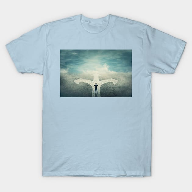 Confident man stands in front of a crossroad T-Shirt by 1STunningArt